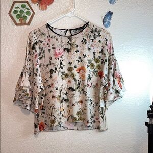 Zara Pink Cream Ruffled Blouse